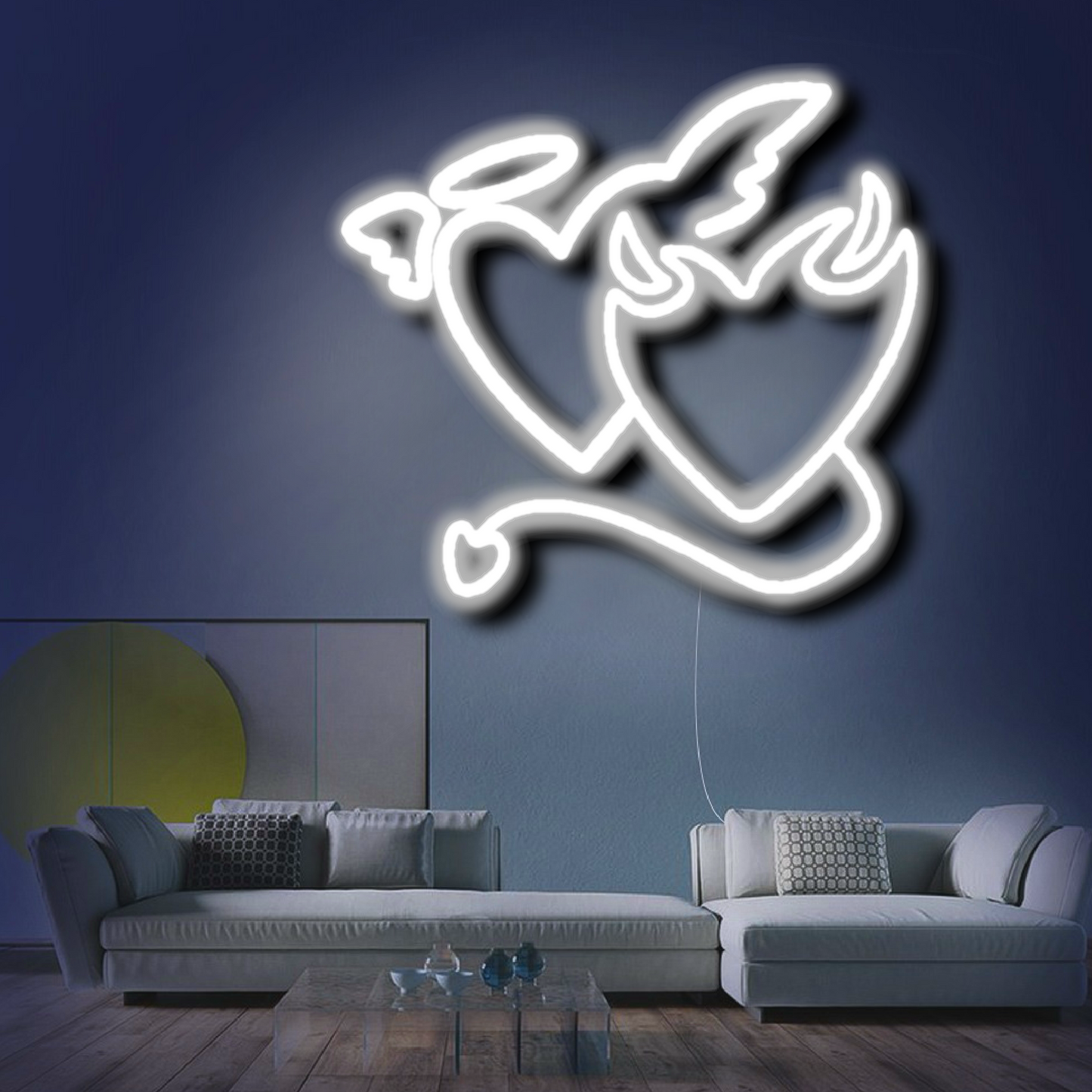 'Angel And Devil Hearts' Neon Sign