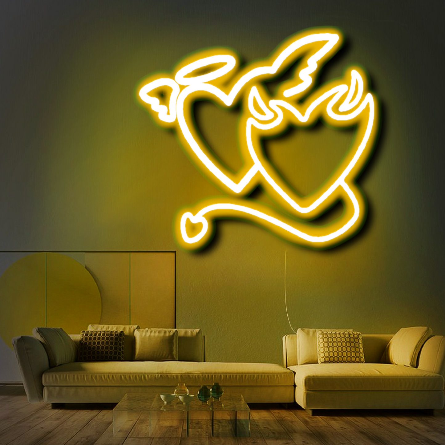 'Angel And Devil Hearts' Neon Sign